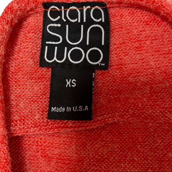Clara Sun Woo Sweater Womens Orange V Neck Faux Wrap Pullover Made in USA Sz XS - Picture 3 of 7